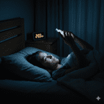 ADHS und Schlaf, Frau scrollt am Smartphone